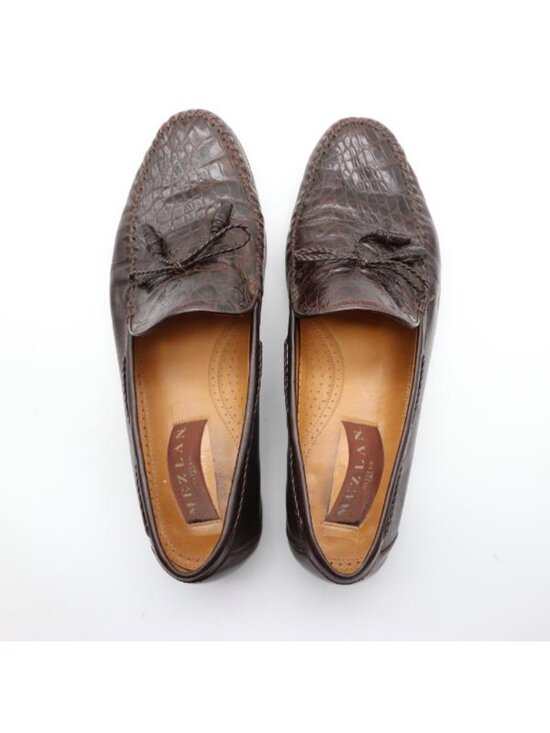 Mezlan Bonds Men\'s 11.5 M Driving Tassel Loafer Moccasin Crocodile Brown Leather main image 11